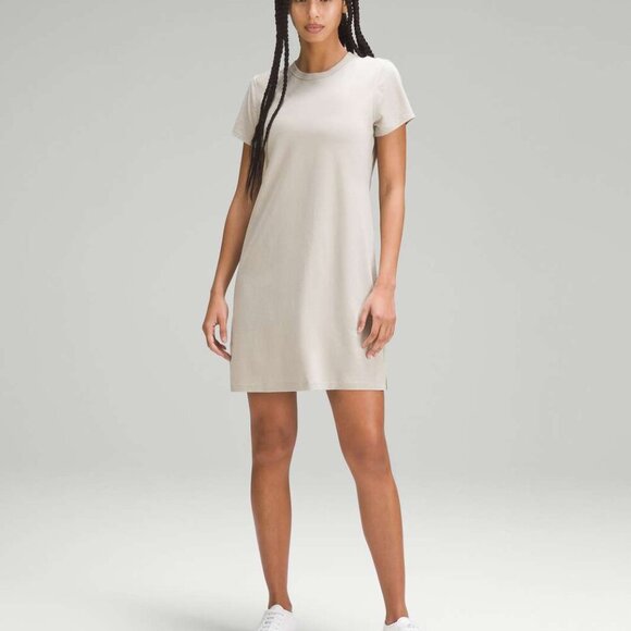 NWT Lululemon Classic-Fit Cotton-Blend T-Shirt Dress Size 6 Raw Linen - Picture 6 of 8